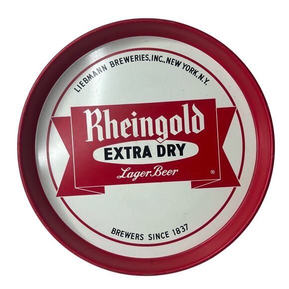 Vintage Liebman Rheingold Extra Dry Litho Tin Metal Beer Tray Advertising - Picture 1 of 10
